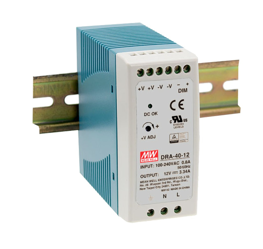 Fuente de poder Riel DIN 40W ajustable 3 en 1 plástico DRA-40 - 12V