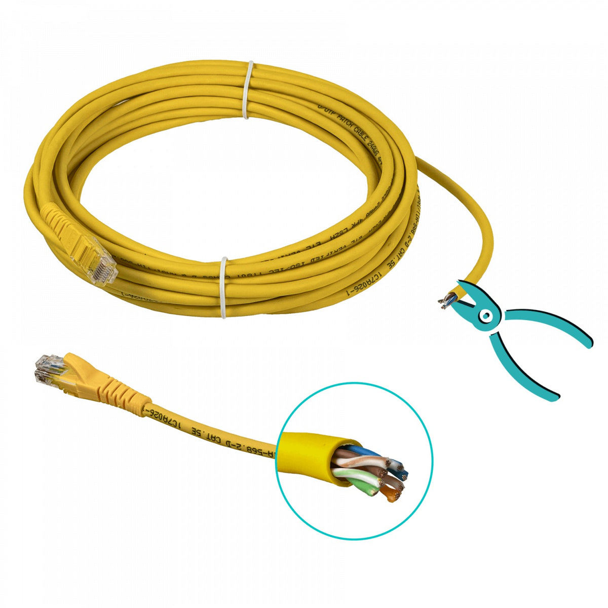 CPM-75L LINKMADE 7,5MT CAT5E AMARILLO LSZH CABLE DE PARCHEO MOLDEADO MULTIHILO 7.5