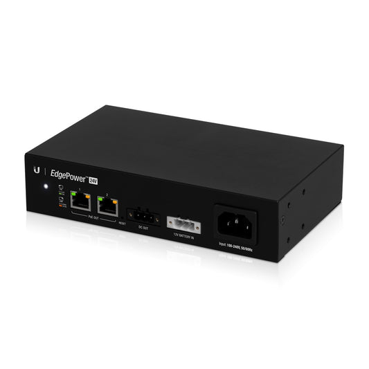 EP-24V-72W. Fuente de alimentación de 72 W con dos salidas PoE 24 V, función de carga de batería, gestión UISP-IP, entrada 100–240 VCA, modelo EP-24V-72W-EU, marca UBIQUITI.