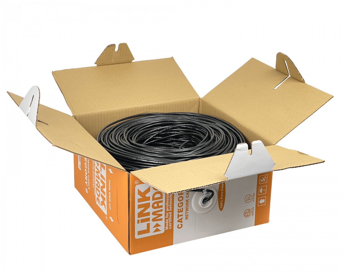 CBX6L-UN3 LINKMADE Cable UTP Exterior PE Unifilar Negro Cat6 Cobre 300 metros