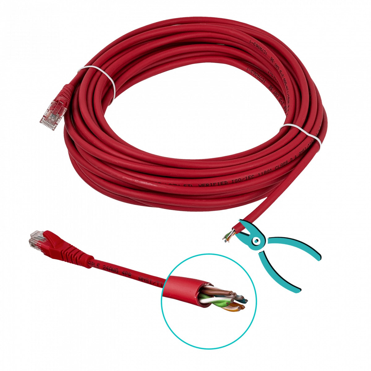 CPR-100L LINKMADE 10MT CAT5E ROJO LSZH CABLE PATCH MOLDEADO MULTIHILO