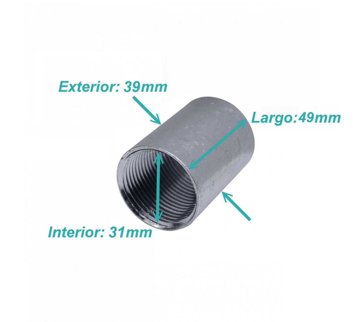 M01-COP Galvanizado 1-Pulgada Acople Extendido-50mm Rosca Interna
