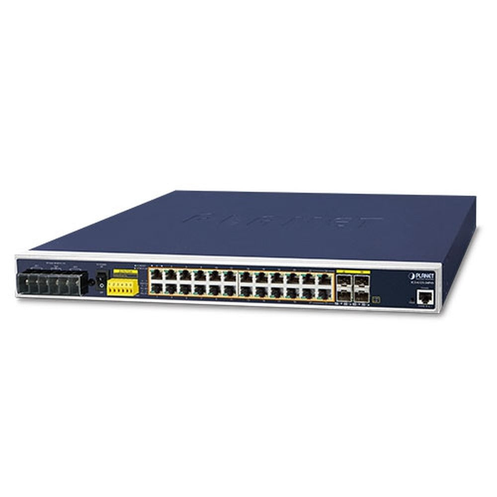 Switch Industrial L3 24 Puertos 10/100/1000T 802.3at PoE + Switch Ethernet Administrado SFP Compartido 100/1000X de 4 Puertos (-40 ~ 75 Grados C)