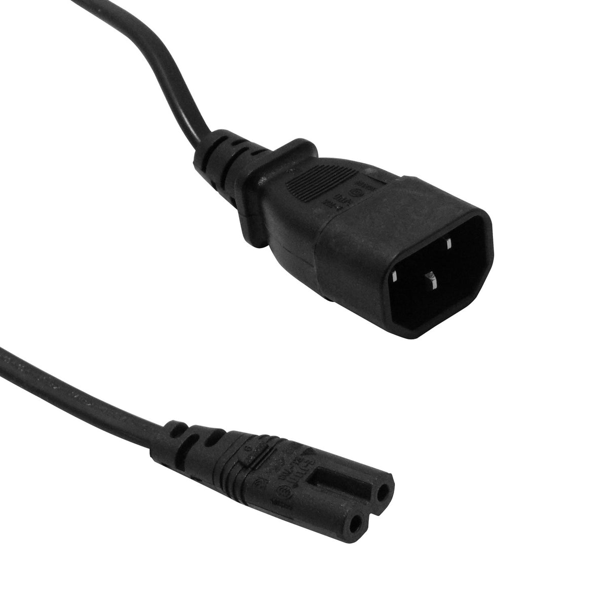 CCM8 0,8mt Negro Tipo-8-C7-Receptáculo a C14-Enchufe Conductor de Energía 3A 2x0,75mm2 80cm