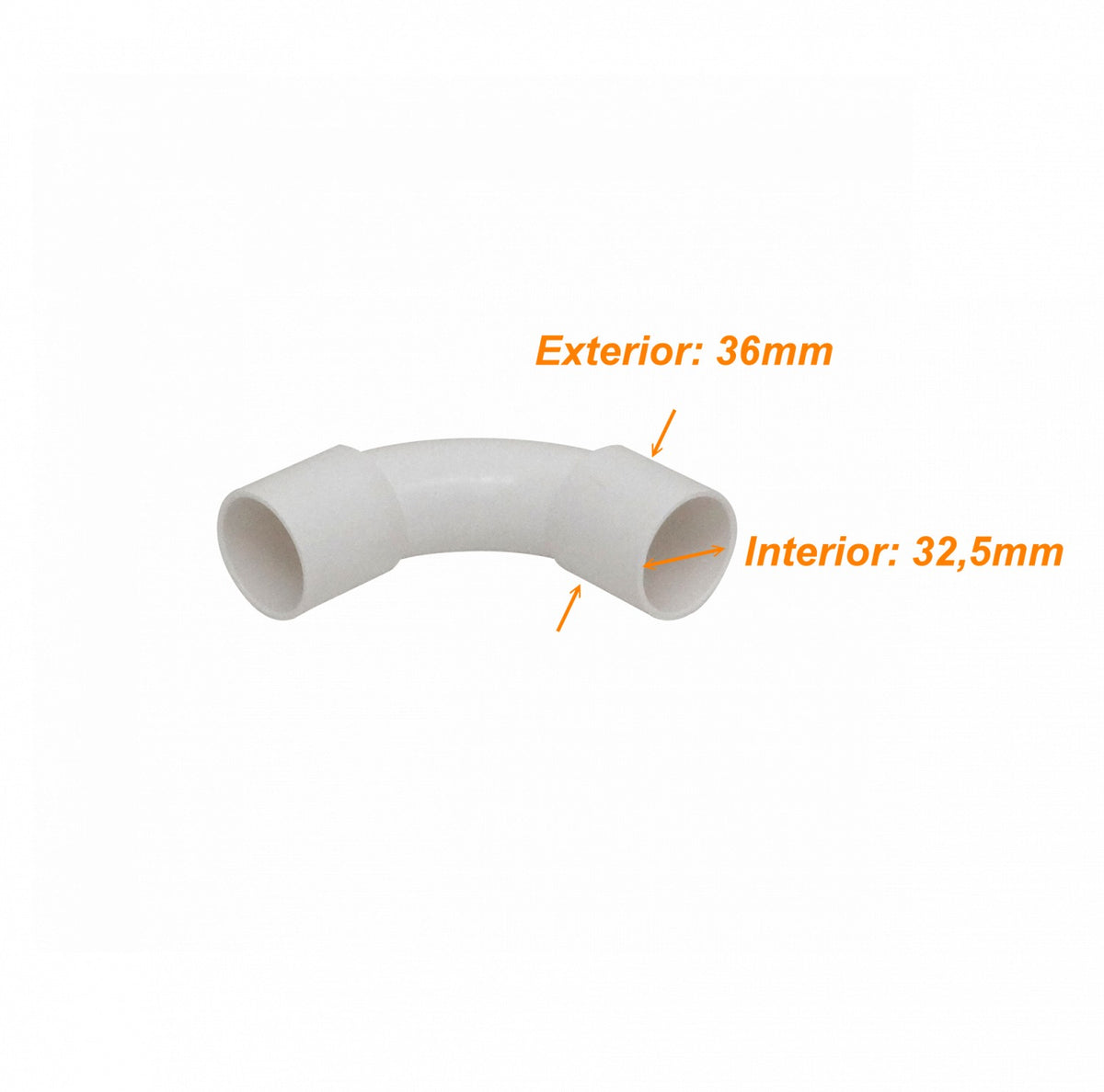 PVC32-C Codo curvatura 32mm LINKCHIP para canalización de tubo PVC blanco
