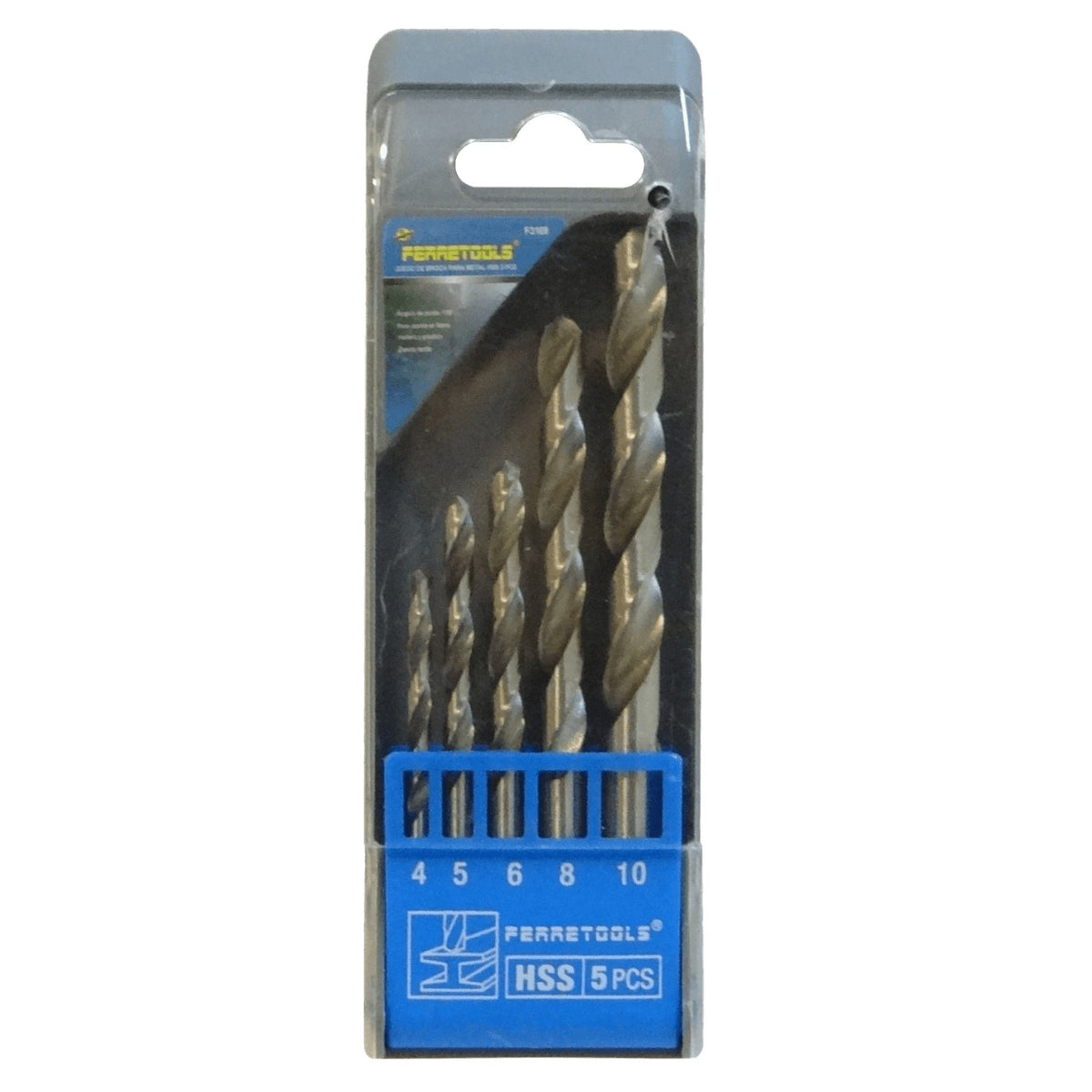 BROCAS-METAL Juego de Brocas para Acero 4x75mm 5x87mm 6x93mm 8x117mm 10x132mm Pack-5piezas F3169