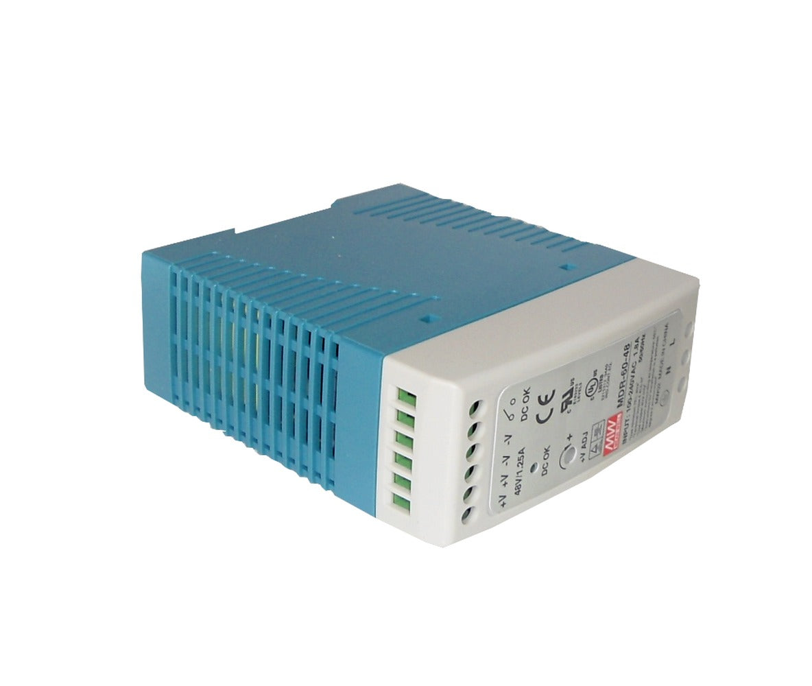 MDR-60-48 MEANWELL Fuente de Alimentación 48VDC 60W 1,25A Ajustable Ancho 42mm Riel DIN