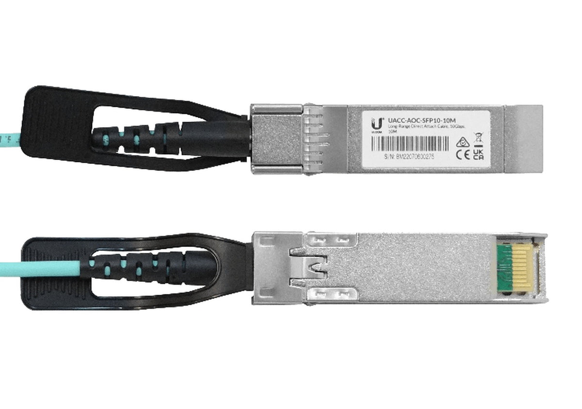 UA1-10. UI 10 metros SFP+ 10Gbps Cable de 3mm Fibra Multimodo de Conexión Directa UACC-AOC-SFP10-10M UACC-AOC-SFP10-10M UBIQUITI