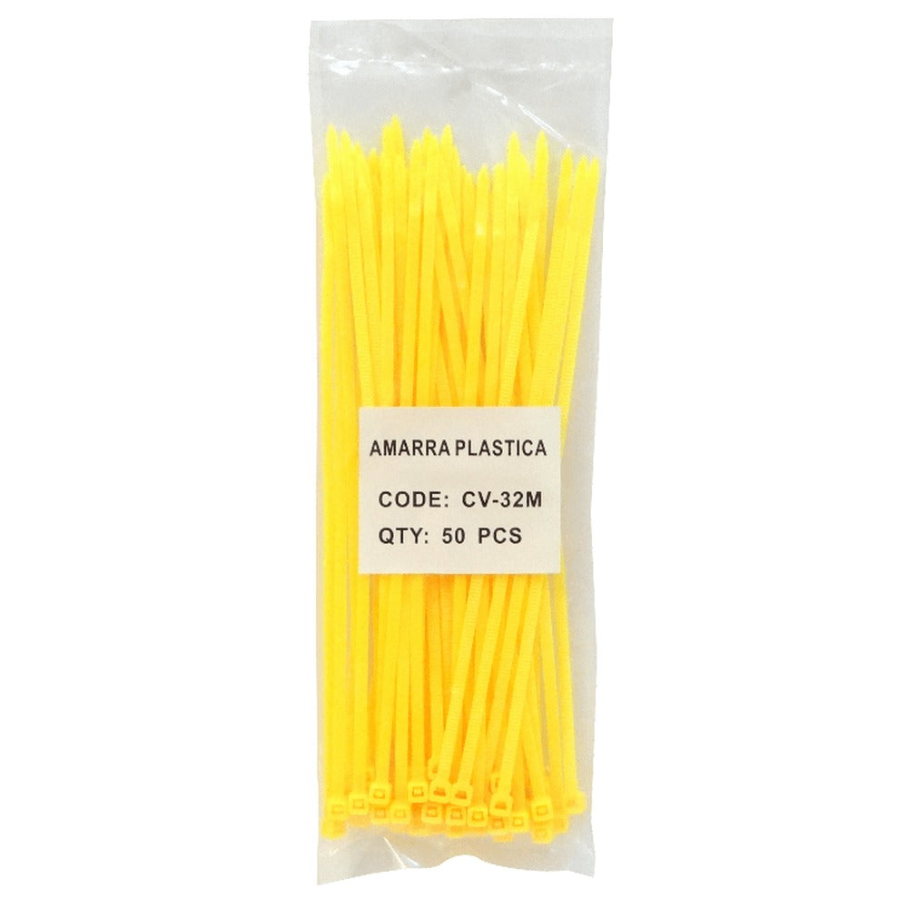 CV-32M 50-unidades 200x3,5mm Amarillo Sujetacables Plástico Nylon 3.5x200mm