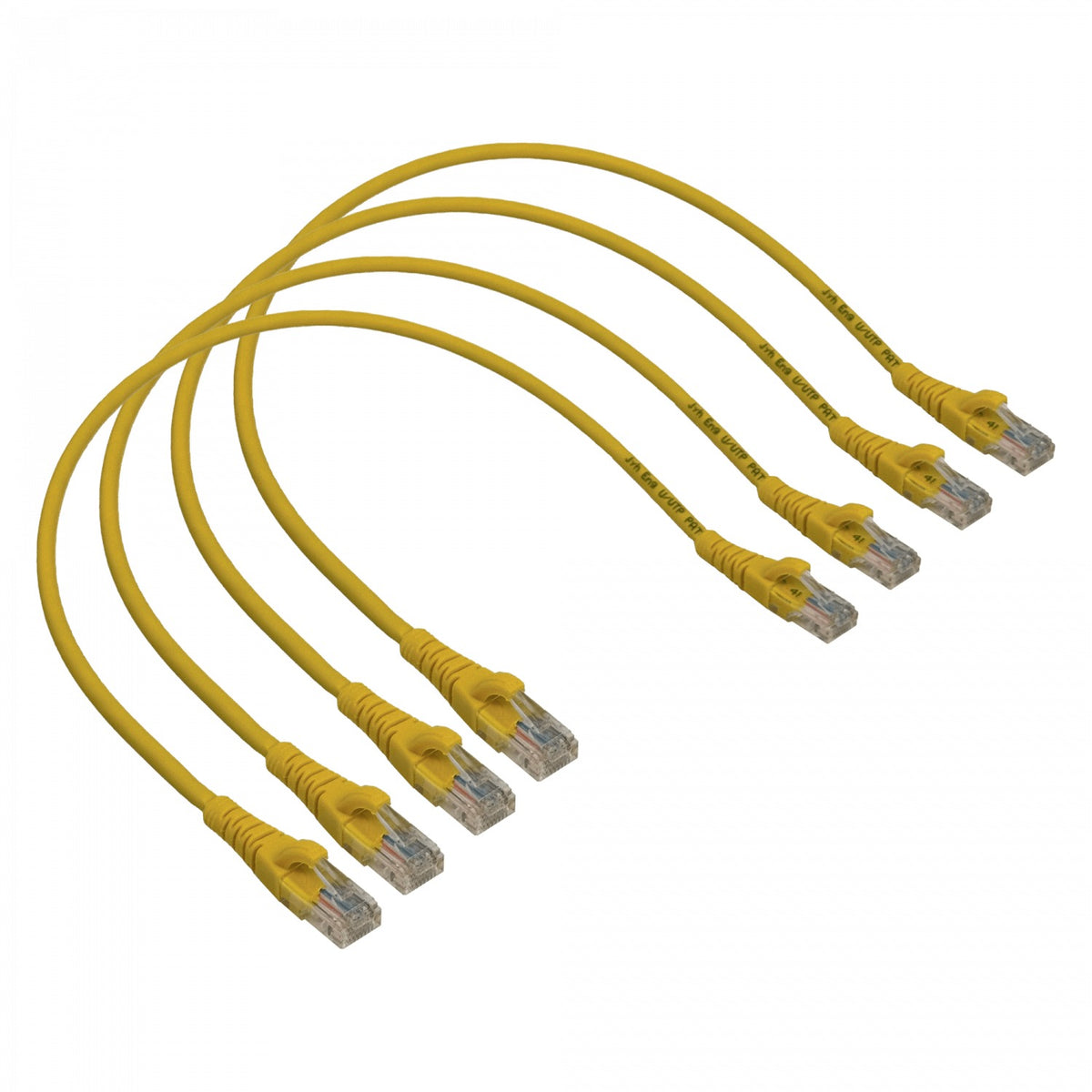 CPM-05-4. LINKMADE Pack de 4 cables patch de 50 cm, Cat5E, color amarillo, cubierta LSZH, multifilar con conectores inyectados.