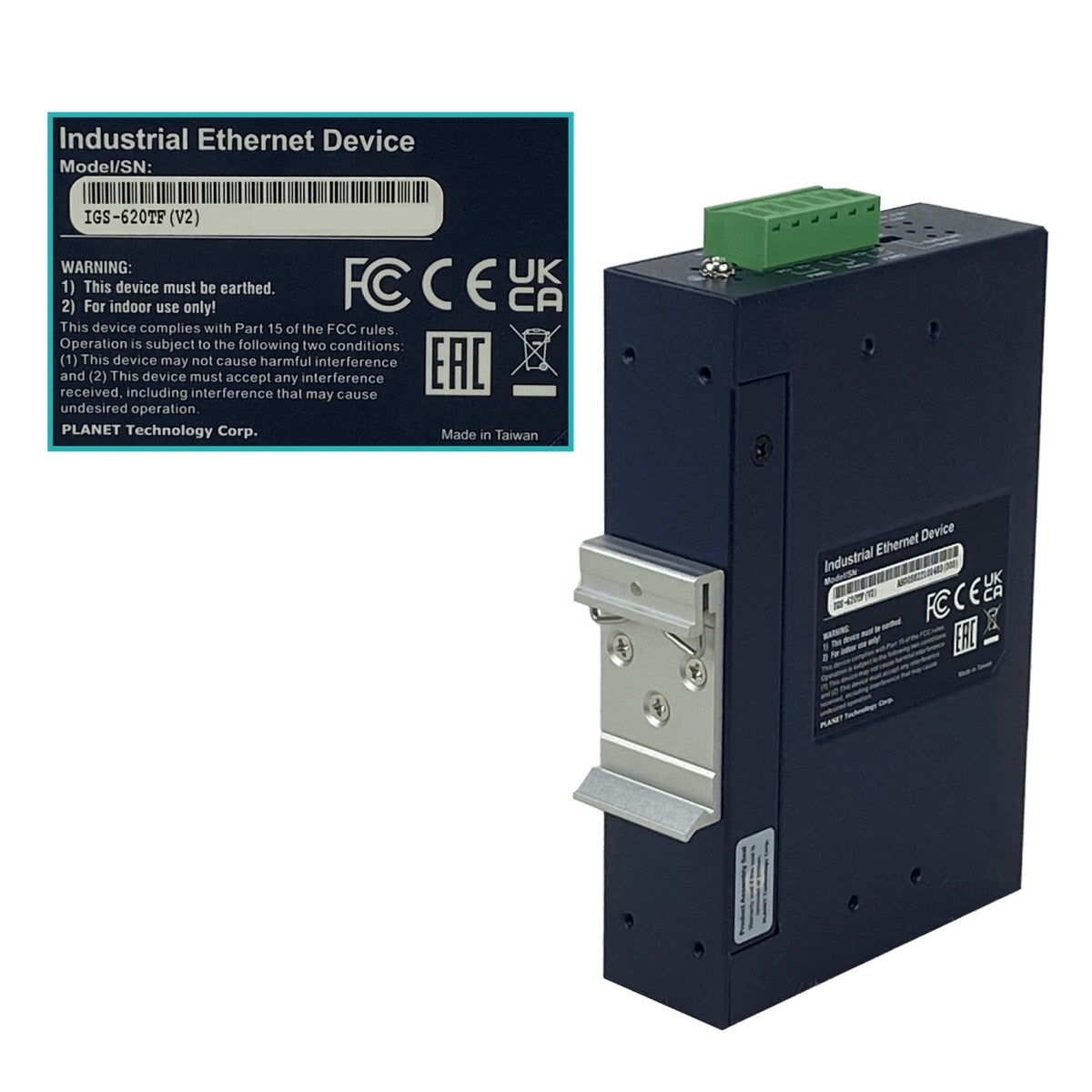 IGS-620TF PLANET 4 Puertos 1000 2 Puertos SFP Conmutador Industrial no Gestionable Carril DIN 12-48VDC 24VAC
