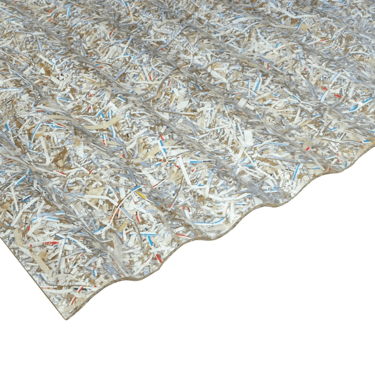 PS-40-ONDU Placa ondulada IBAPLAC de 4mm a 6mm de espesor, 1x2,2 metros, fabricada con Tetrapack reciclado, superficie total de 2,2m² (100x220cm)