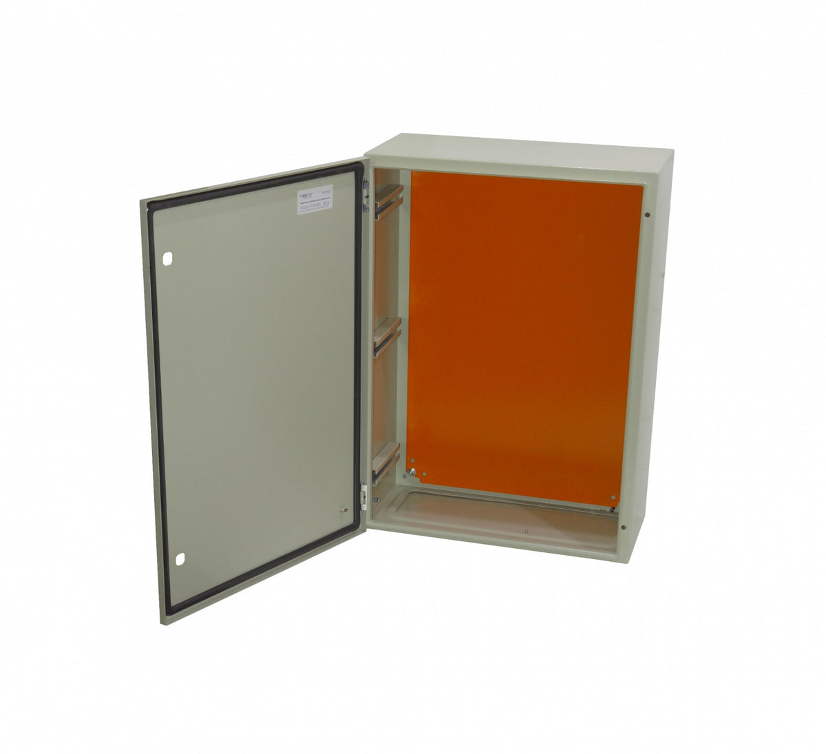 ST5-725 TIBOX 700x500x250mm 2-chapa-sin/Llave Caja Metalica IP66 Beige c/Placa