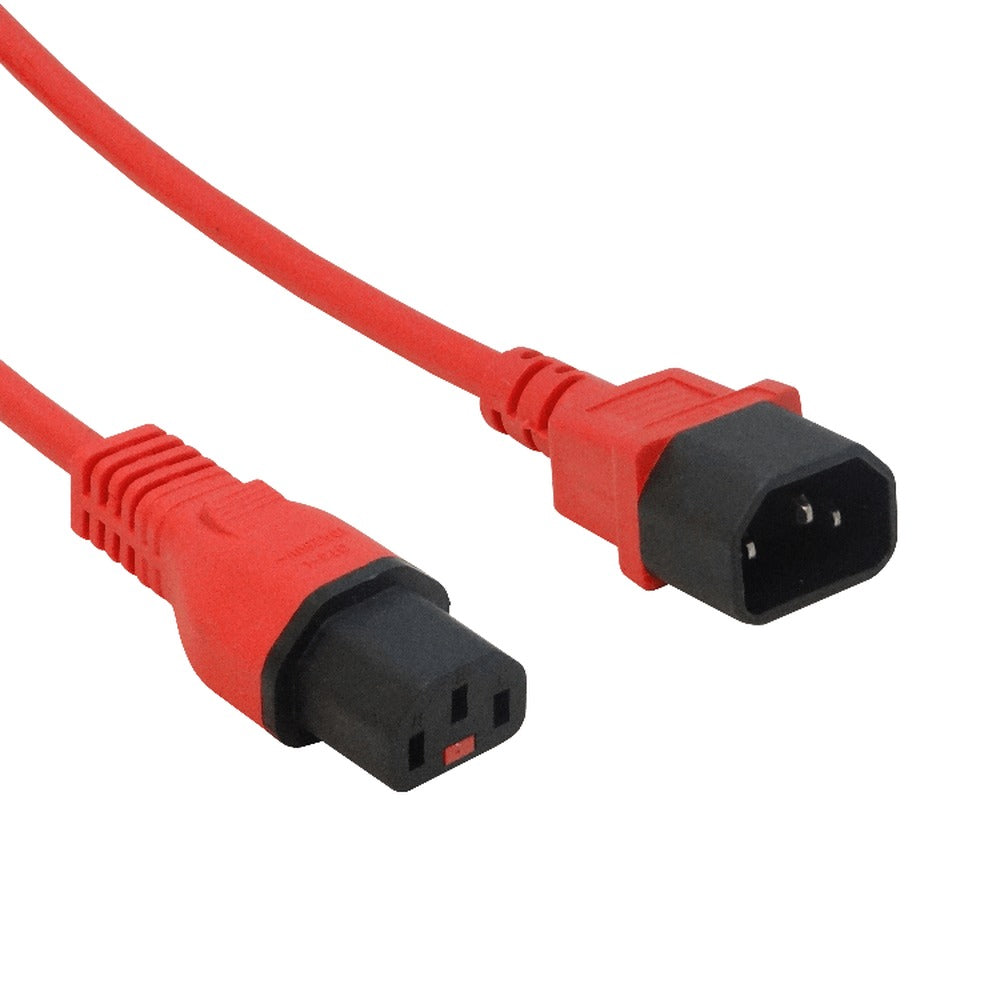 RCMC. 1,8mt Rojo Macho-Hembra Cable de Poder C13-C14 IEC 7A 3x0,82mm2 180cm