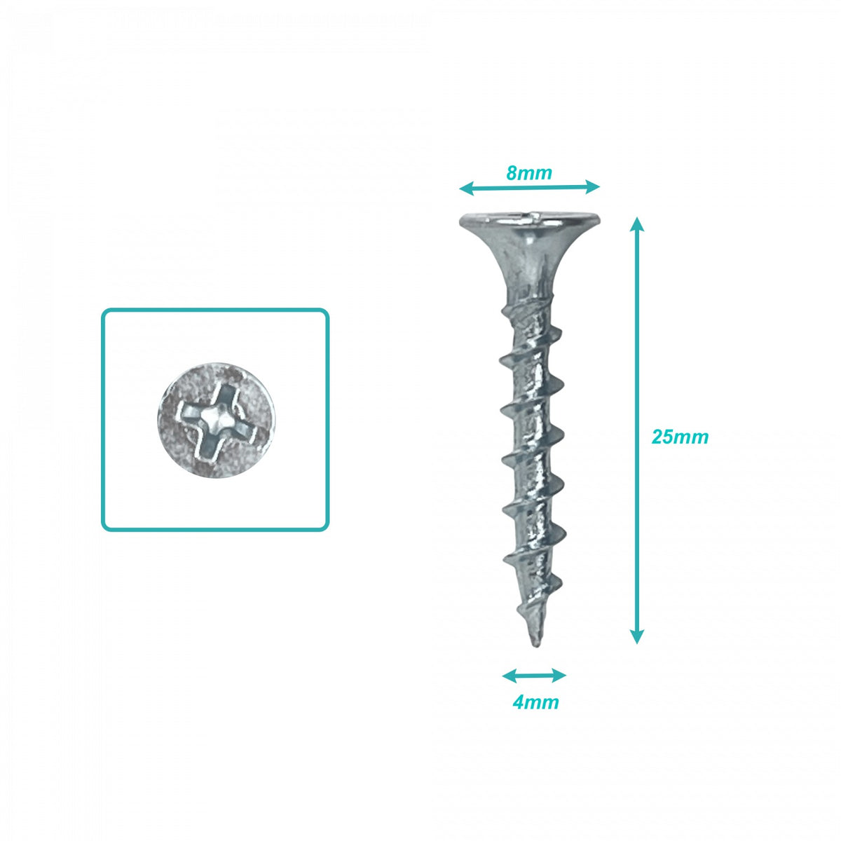 QP6-10 100-piezas 6x1 Longitud-25mm Cincado Estrella Tornillo para Yeso-Cartón Punta F2006