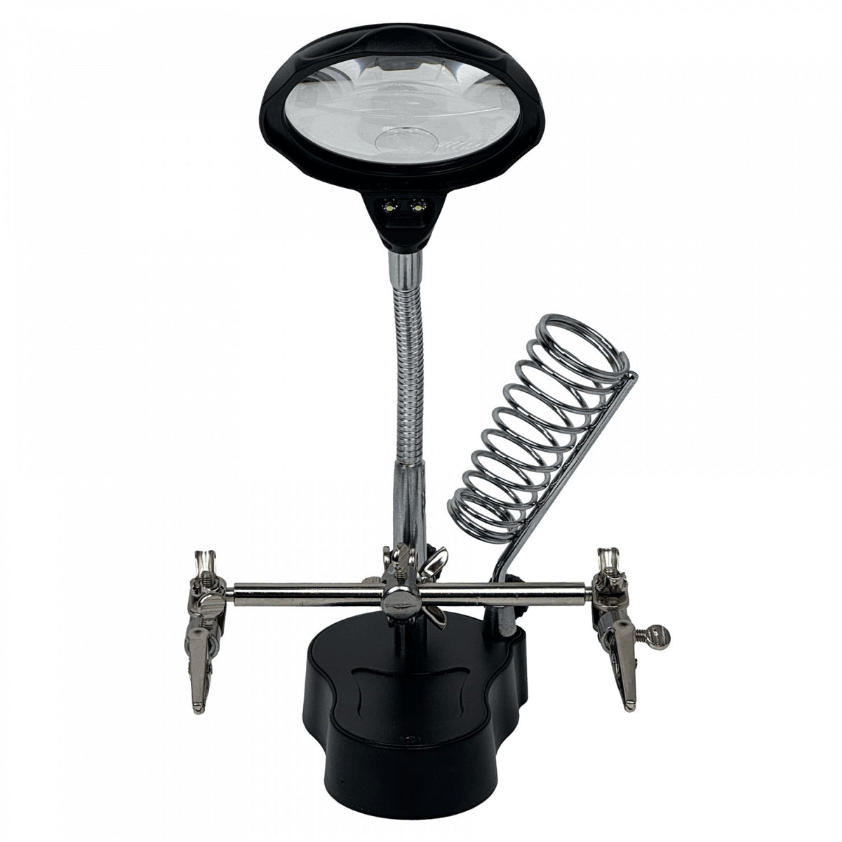 CAU-LUPA Tercera Mano Base Soporte Soldador Lupa/3,5X /12X 2-Led Necesita 3-Pila-AAA