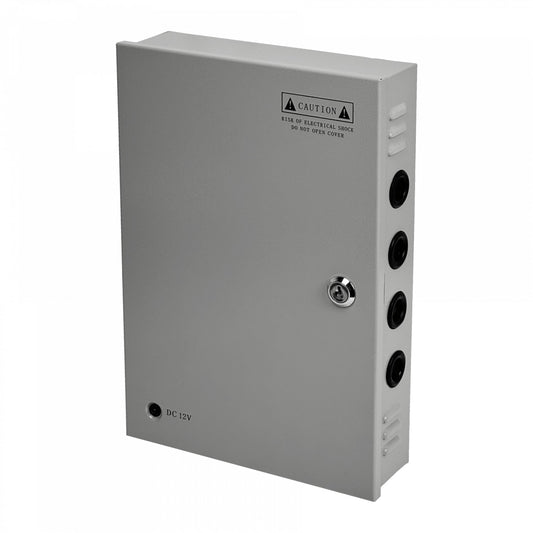 F12-20T Fuente de Alimentación 240W 12VDC 20A 18-Salidas Gabinete con Llave Piloto 100-240VAC