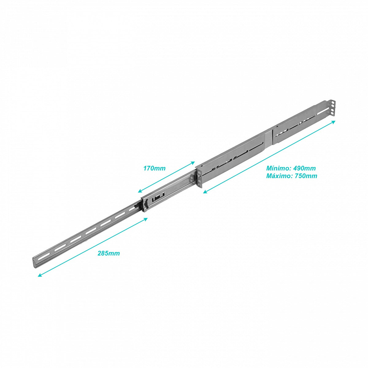 RIEL-3. 2U Fondo-490-750mm Riel de Rack deslizable-455mm Soporta-30Kg