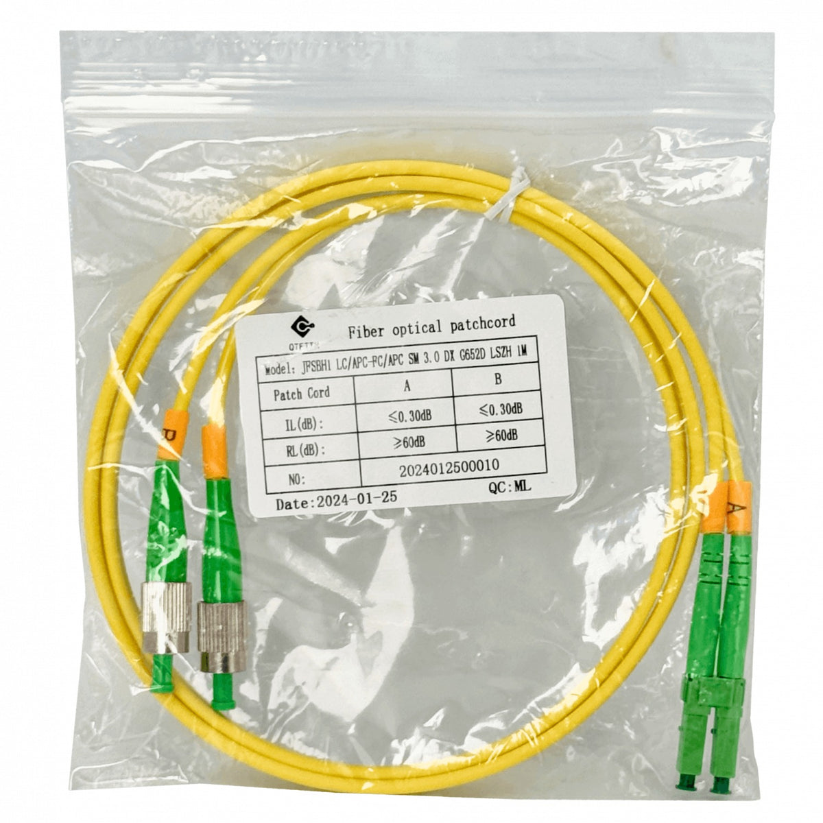 JFSBH1. 1mt LC/APC-FC/APC Monomodo SM Dúplex Latiguillo Fibra 9/125um