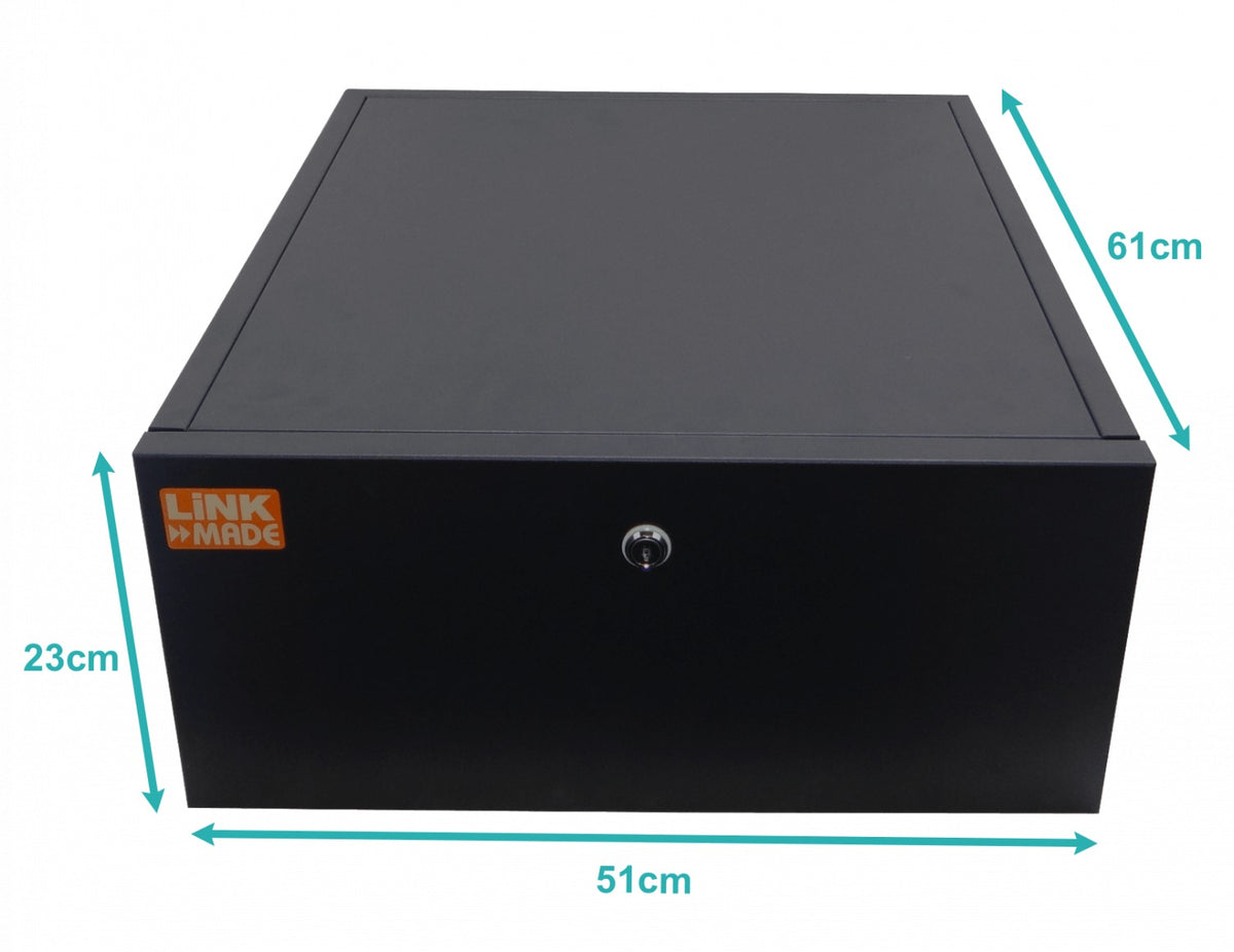 RK04-6LF LINKMADE Gabinete de Pared para Rack 4U 60cm de Profundidad Puerta Metálica de Seguridad Color Negro