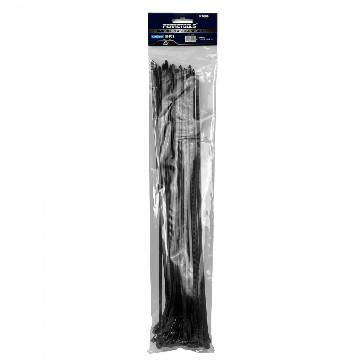 CV-44N Paquete de 50 Unidades Sujetacables de Nailon Negro 400x4.8mm Brida Plástica 4.8x400mm