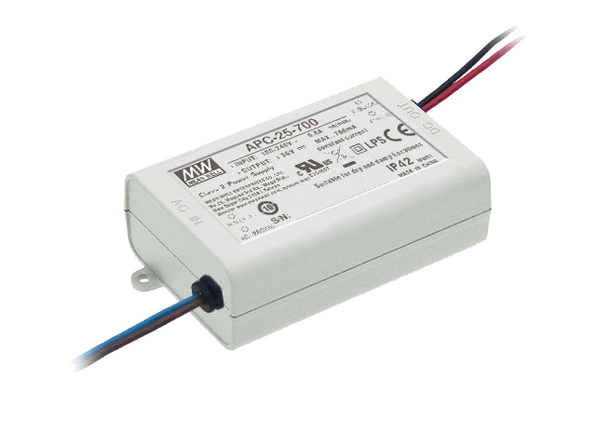 Driver LED plástico corriente 25W APC-25 - 350mA (comúnmente usado)