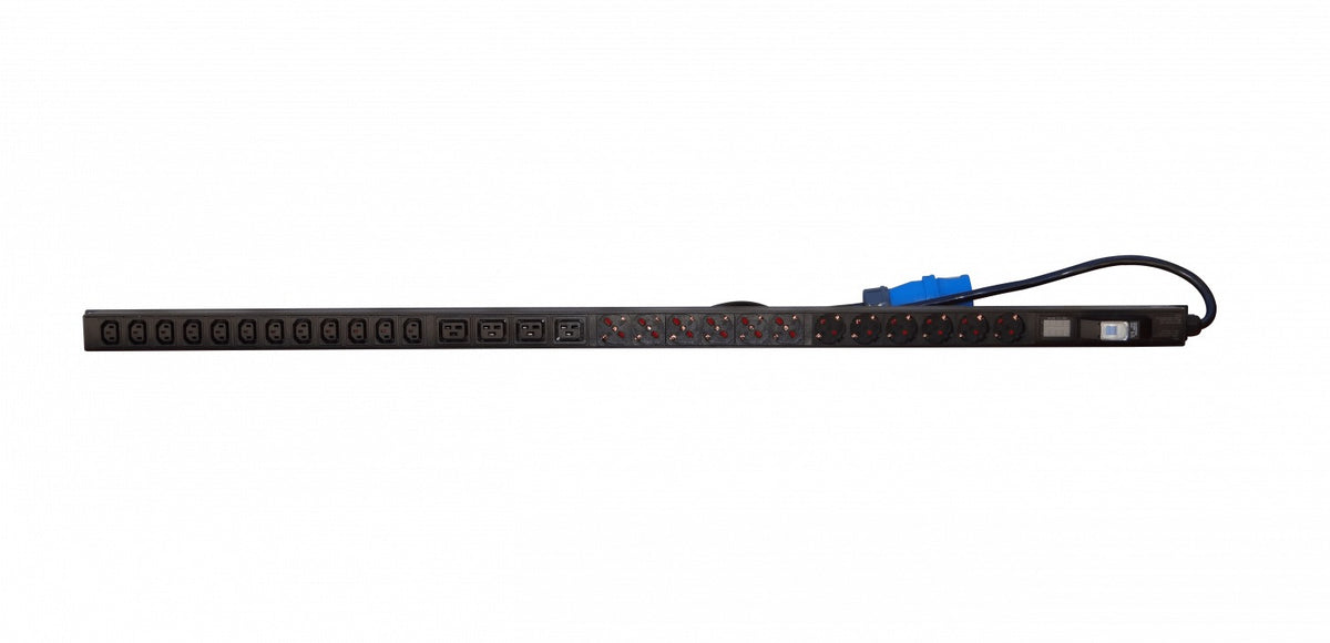 PDU-VERTICAL. Distribuidor eléctrico vertical 32A 8000W 12-C13 4-C19 12-Schuko/6-IH Medición/Volt-Amp 1x32A