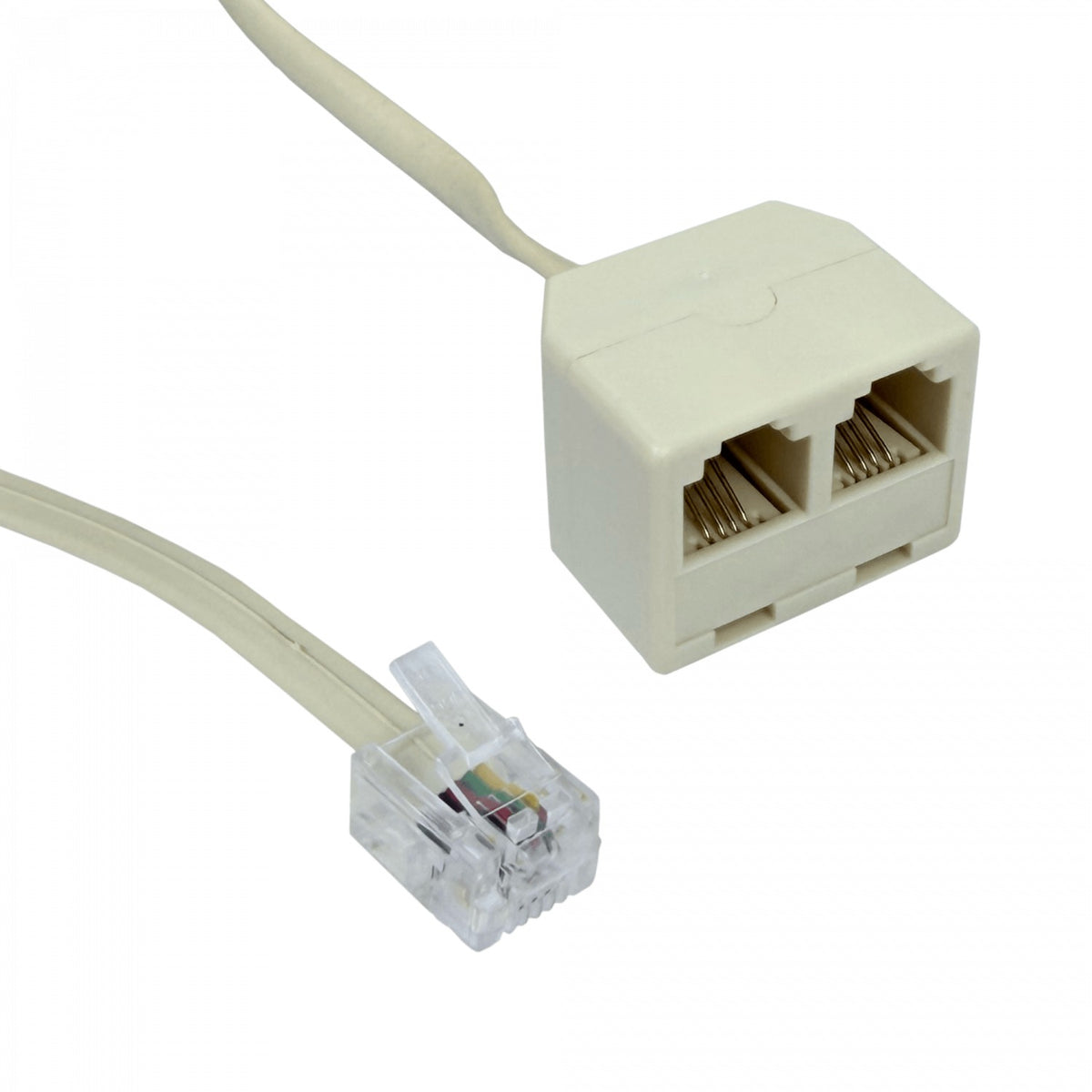 MT-1382 MACROTEL 1-RJ11-M 2-RJ11-H 7,5mt 6P4C Cable Prolongador Telefónico RJ14