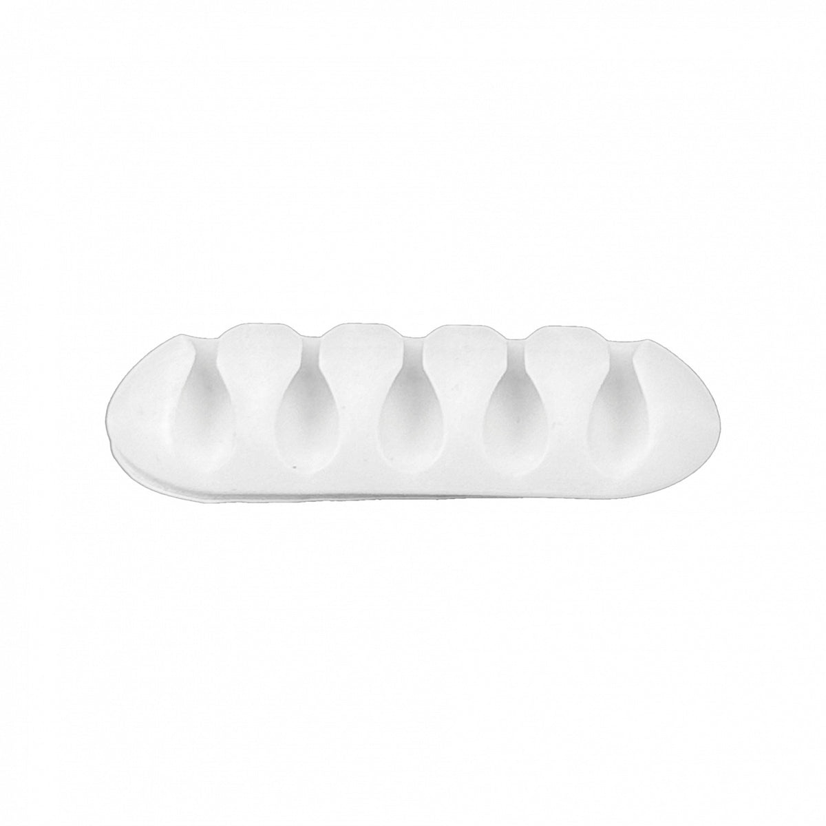 SILI-5W Sujetacables de Escritorio para 5 Cables Adhesivo de Silicona Blanco 27x67mm