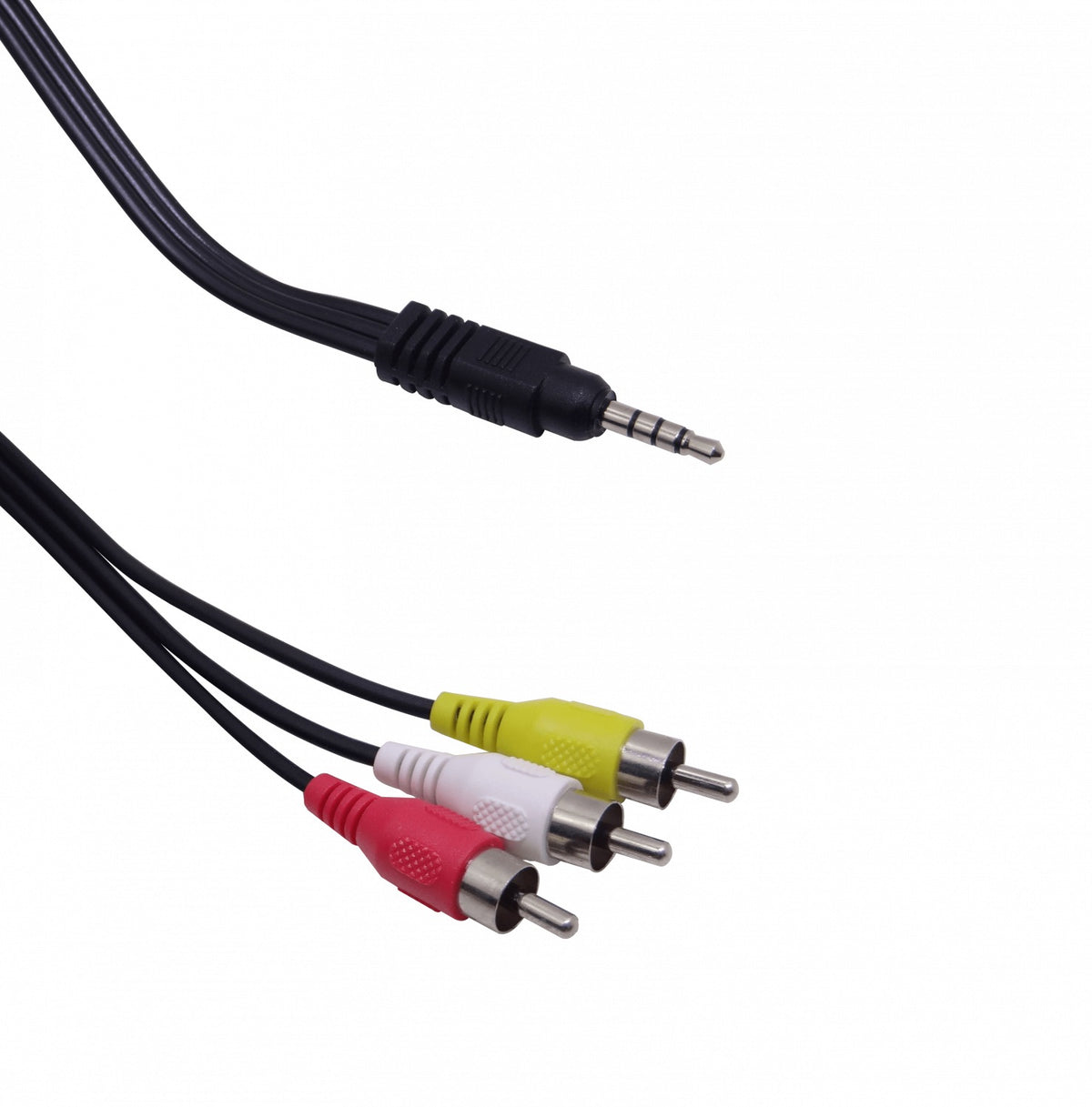 AV-2MR Cable de Audio y Video de 1 Metro, Conector Macho 3.5mm a 3 Conectores RCA Macho, Plug Phone de 1/8