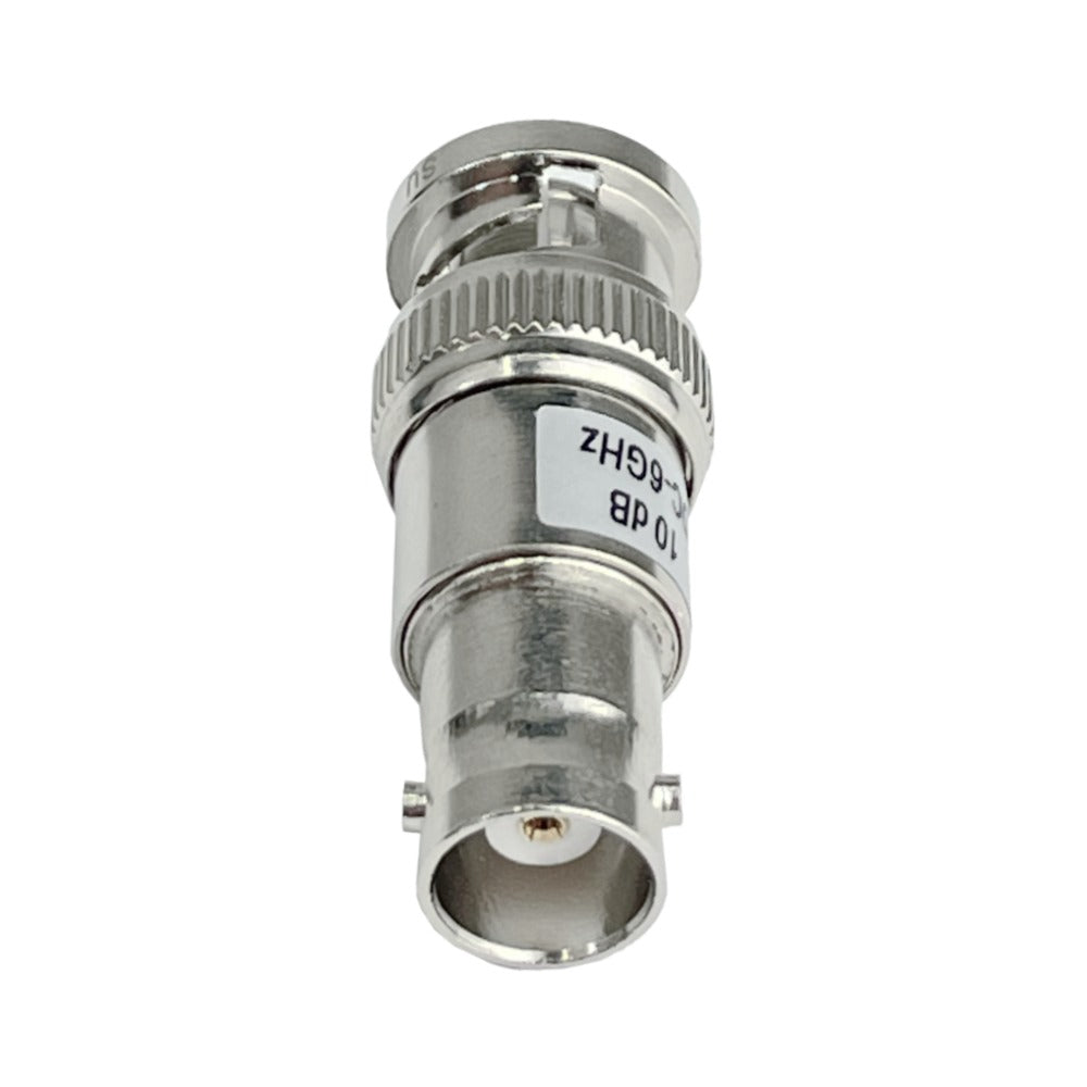 ATB-10 Atenuador de RF BNC de 10dB con rango de frecuencia de 0 a 6GHz, conector BNC Macho a BNC Hembra, acople para DC hasta 6GHz
