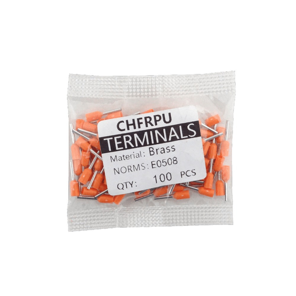 E0508-B Naranja 0,5mm2 8/14mm 100 piezas AWG22 Terminales de férula aislados para crimpar