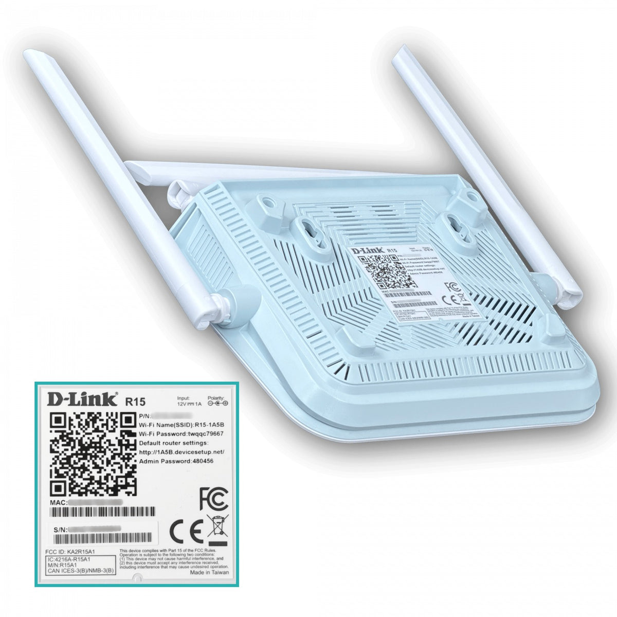 R15 D-LINK Enrutador WiFi 6 AX1500 Doble Banda (5GHz a 1200Mbps + 2,4GHz a 300Mbps) con 4 puertos Gigabit (1 WAN) y Antenas Fijas