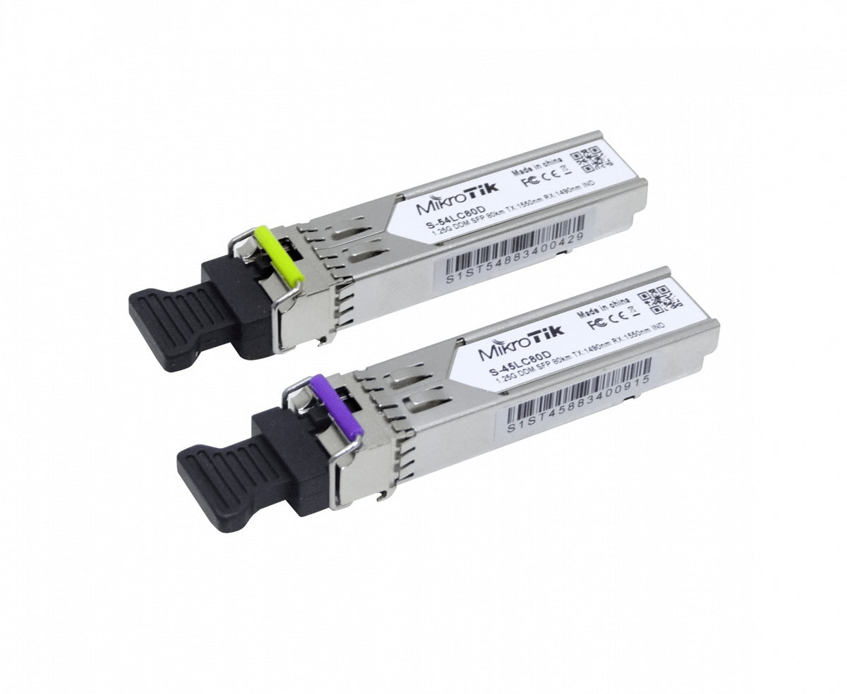 S-4554LC80D MIKROTIK 1-LC 80km Pareja SFP WDM Bidireccional 1550nm/1490nm 1,25Gbps
