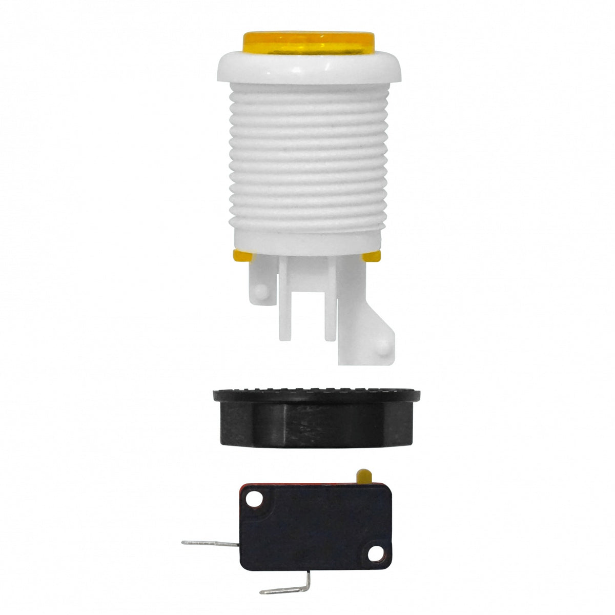 BOTON-AM Amarillo Arcade Interruptor Momentáneo 27mm NA N/C 2-terminales