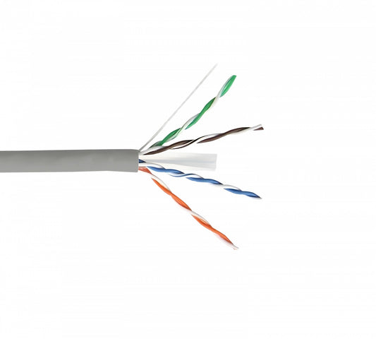 CB6L-UG1 LINKMADE Bobina de cable de red categoría 6 UTP color gris, conductor unifilar de cobre con cubierta PVC, 100 metros, fabricado en Taiwán, presentación en caja.