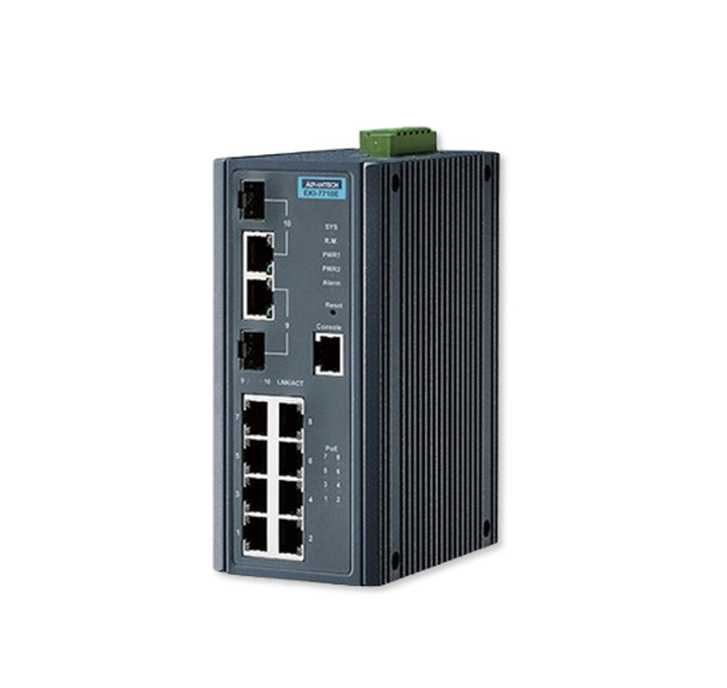 Switch Industrial Administrable PoE Advantech EKI-7710E-2CP 8 Puertos Fast Ethernet + 2 Puertos Gigabit Combo RJ45/SFP
