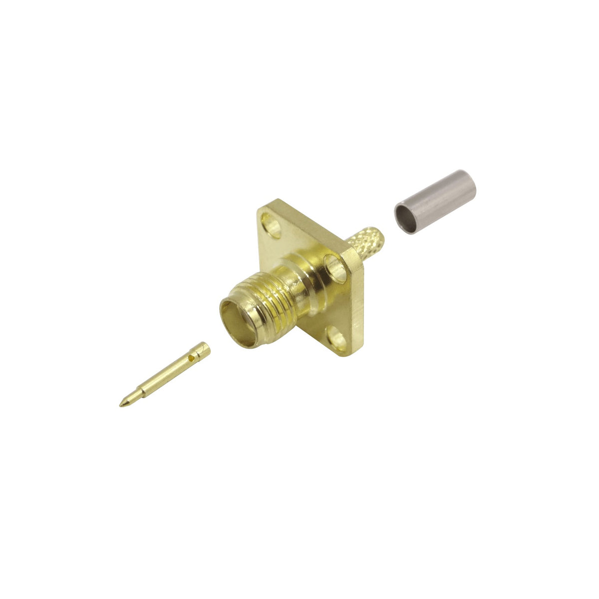 RHC1 Conector RPSMA Hembra para Chasis 4 Perforaciones 13x13mm Soldable para Panel CA100 RG316 RG174