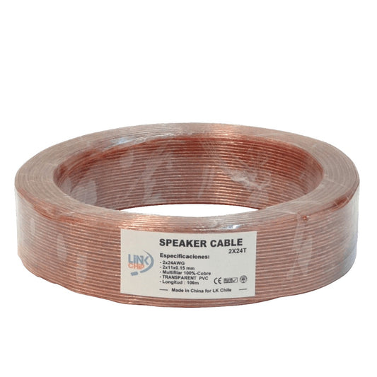 2X24T 2x24AWG Cobre 2x0,2mm2 100mt Transparente Alambre Paralelo Multifilar 11x0,15