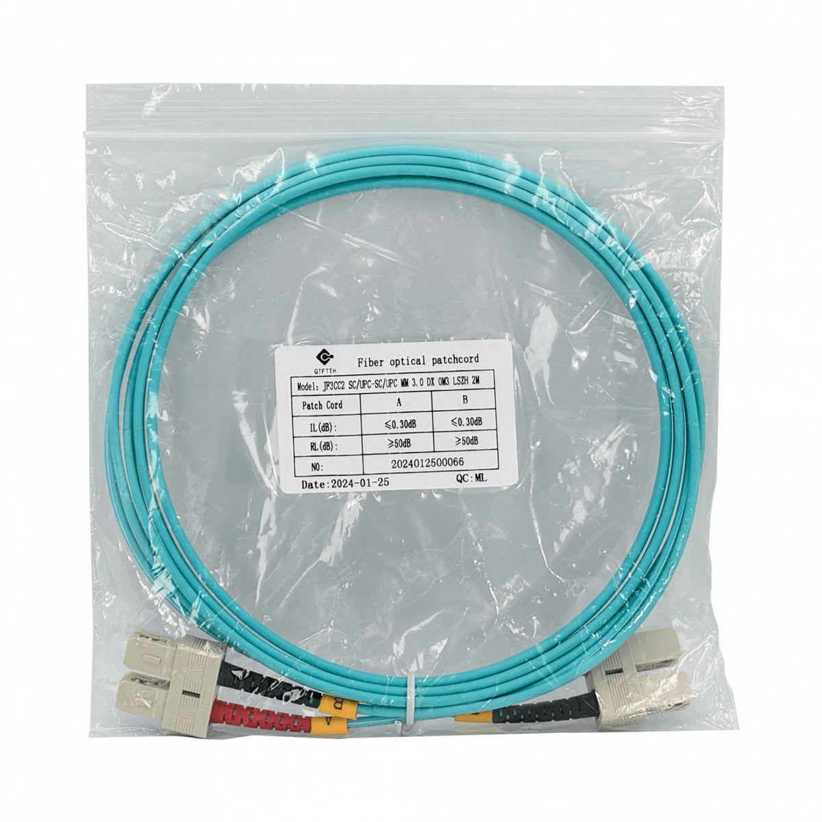 JF3CC2 2mt SC-SC OM3 MultiModo MM Duplex Jumper Fibra 3.0mm 50/125um LSZH