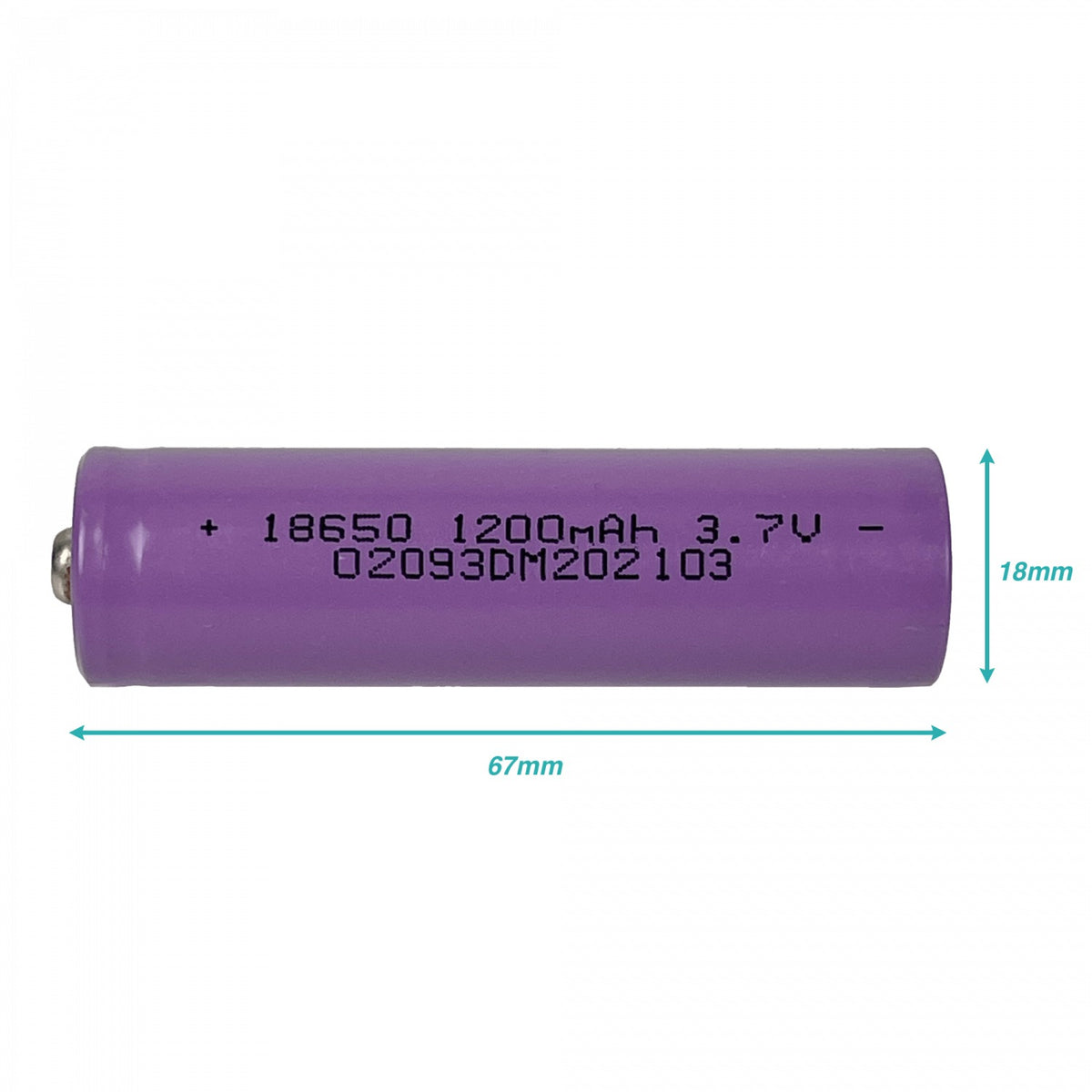 18650 18x65mm Batería Recargable de Litio-Ion 3,7V 1200mAh 1 Unidad
