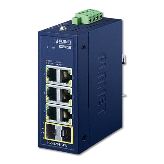 Switch Industrial PROFINET 6 Puertos Gigabit + 2 SFP Fibra PLANET IGS-820TF-PN