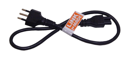 CIMT 0,6mt Negro Trebol-C5-Hembra Chile-Macho Cable Alimentacion 6A 3x0,75mm2 60cm