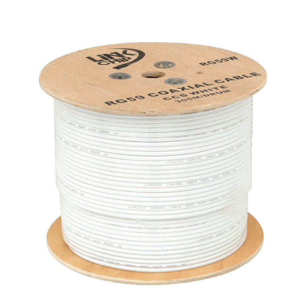RG59W Cable-Coaxial RG59 305-metros Blanco Núcleo-CCS Referencia-RG-59