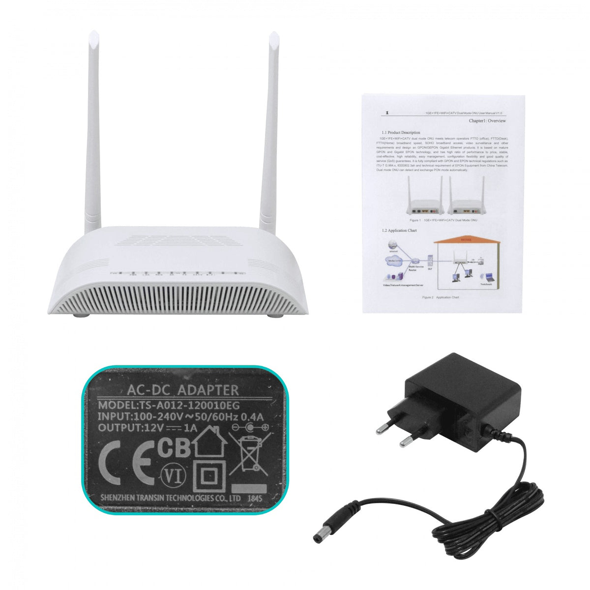 WK-3802CW WOLCK XPON CATV-F-H N300-2,4GHz 1-1000 1-100 1-PON-SC/APC inc-12V ONU