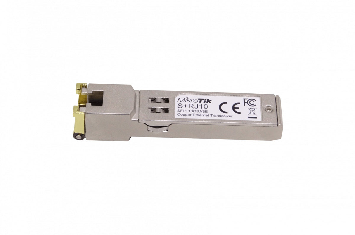 S+RJ10 MIKROTIK Transceptor SFP+ 10GBASE-T de Cobre con Puerto RJ45 Multigigabit (10/100/1000/2500/5000/10000)