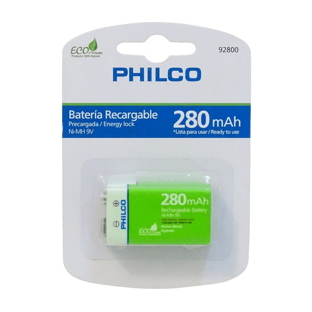 9V-280 PHILCO 9V 280mAH Pila/Bateria Recargable Ni-MH 42ULX92800