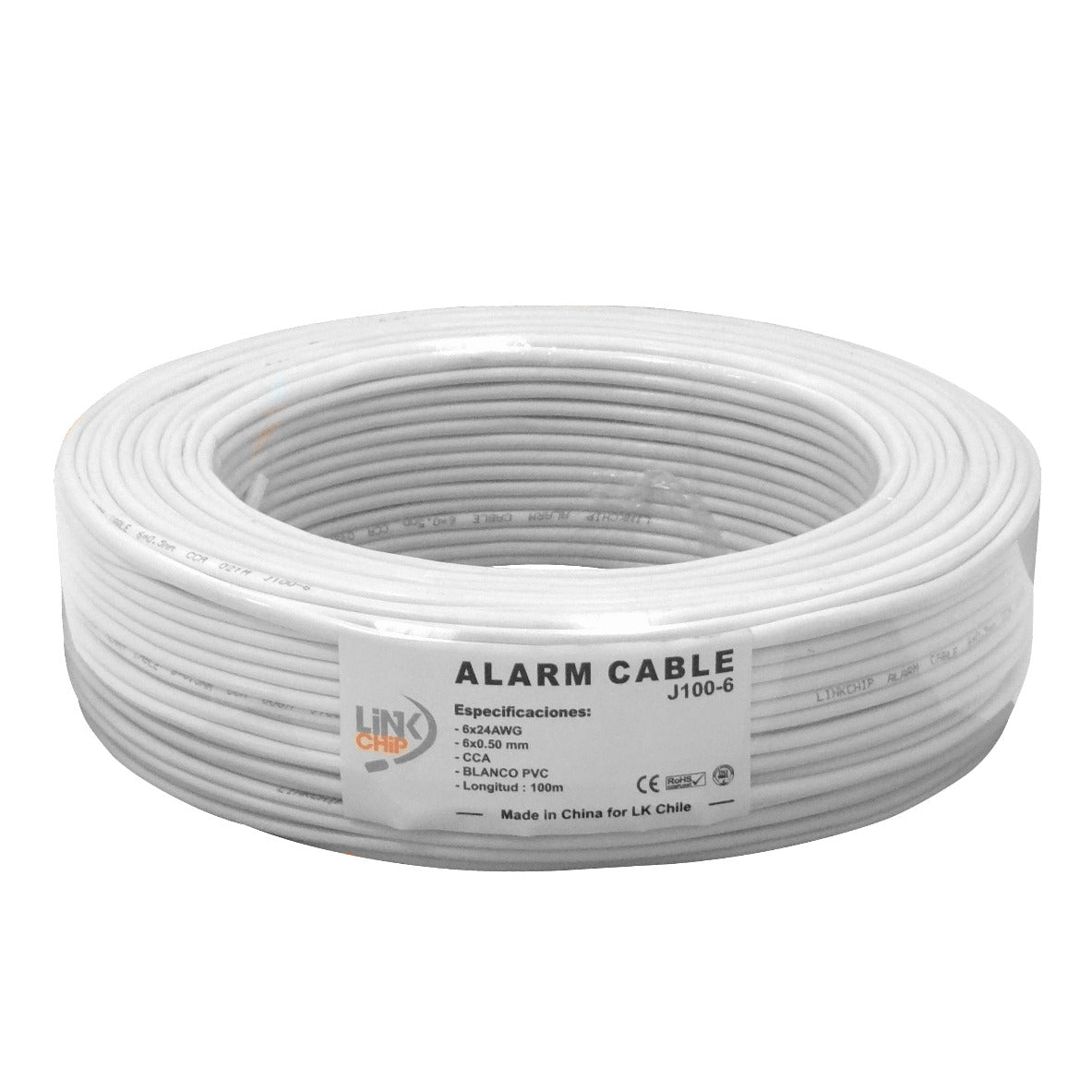 J100-6 100 metros 6 Hilos Conductor Telefónico 24AWG 3 Pares Circular Aleación CCA 6x0,5mm