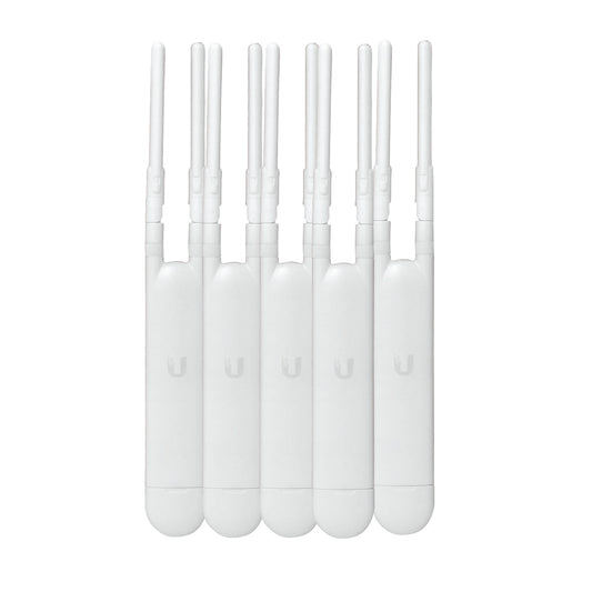 UAP-AC-M-5. Equipo Ubiquiti 5 puertos AC1200 doble banda 2,4/5 GHz 300/867 Mbps, alimentación PoE pasiva 24 V, puerto 1-1000, dos conectores RP-SMA con antenas de 3/4 dBi, versión UE, referencia UAP-AC-M-5-EU.
