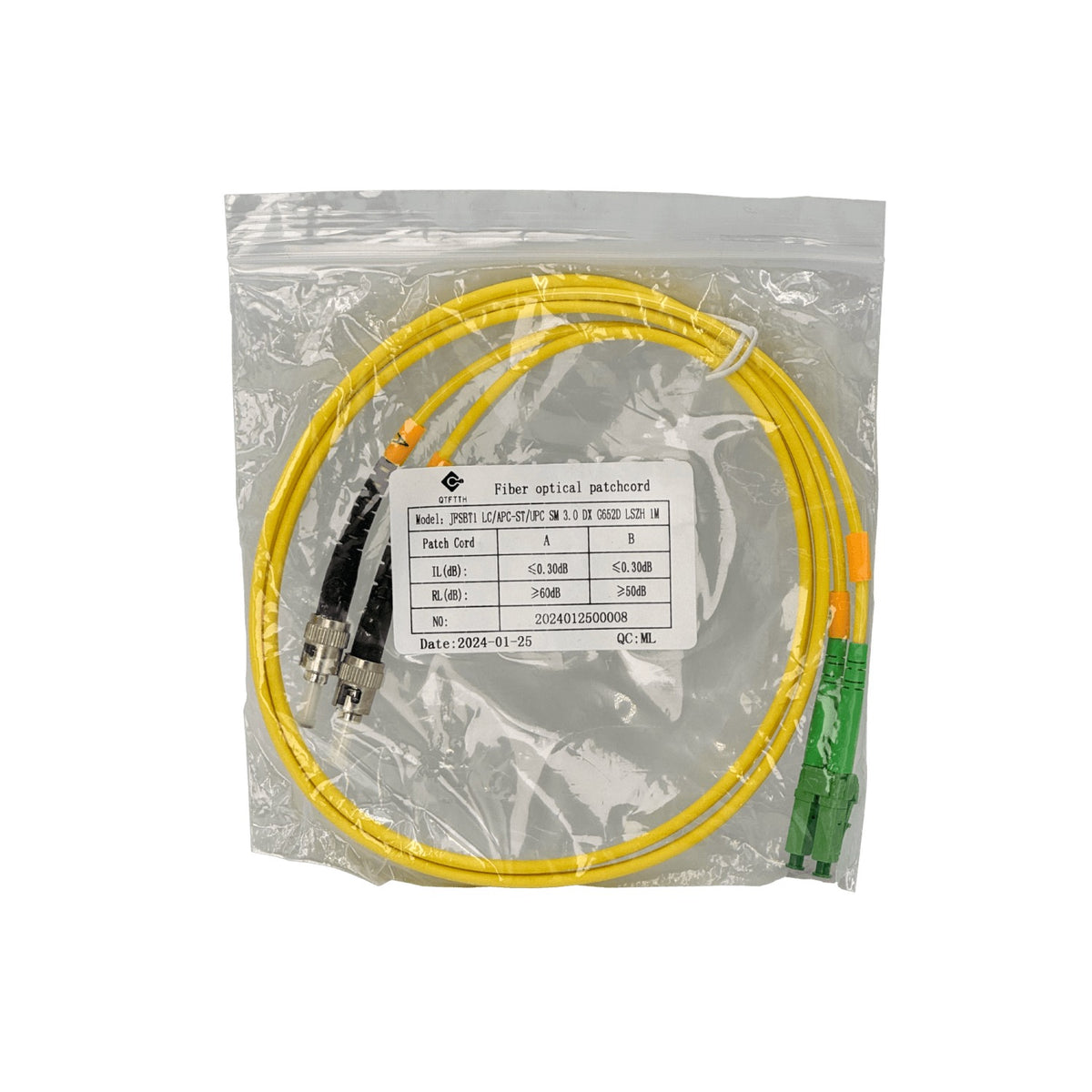 JFSBT1. 1 metro SM LC/APC a ST/UPC Monomodo Dúplex Latiguillo de Fibra 3.0mm 9/125